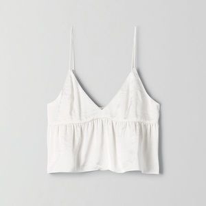 White ARITZIA little moon silk crop top